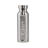 LOOXIS personalisierte Edelstahl Trinkflasche mit Wunschnamen (Lasergravur) für die Schule, Sport,...