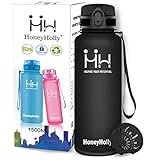 HoneyHolly Wasserflasche 1,5 Liter, Auslaufsicher BPA-frei, Trinkflasche 1,5L, Sportflasche 1,5...