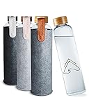 REFYLL Trinkflasche Glas mit Filzhülle “pureFyll” I Glasflasche 750ml aus Borosilikatglas I mit...