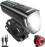 Deilin Fahrradlicht Set - Fahrradlicht Vorne, Fahrrad Licht LED Fahrradbeleuchtung USB Aufladbar...