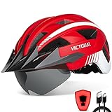 VICTGOAL Fahrradhelm Herren Damen MTB Helm mit Abnehmbarer Magnetische Schutzbrille Visier...