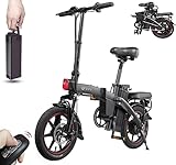 DYU Elektrofahrrad,14 Zoll E-Bike Klappbar mit LED-Display,25Km/h Tragbares E-Bike mit Kabelloser...