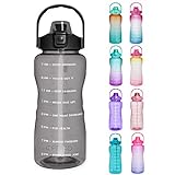 Opard 2.2L Trinkflasche, BPA Frei Wasserflasche mit Strohhalm, 1-klick Verschluss Auslaufsichere...