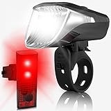 Velmia Fahrradlichter Set StVZO zugelassen mit USB Akku-Betrieb und 8,5h Leuchtdauer I LED...