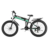 GUNAI Elektrofahrrad 26 Zoll Faltbar Fat Tire Snow Bike 21 Gang Mountain E-Bike mit Rücksitz(Grün)