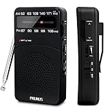 PRUNUS J-166 UKW/FM/AM Radio Batteriebetrieben Klein, Transistorradio Weltempfänger Radio mit...