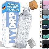 HYDROP® Glasflasche 1 Liter & 750ml mit Schutzhülle [2 FARBIG] - Trinkflasche Glas 1l & 750ml...