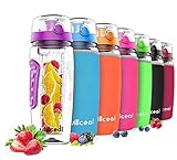 willceal Wasserflasche mit Fruchteinsatz 945 ml –Hochwertig und beständig – Groß, BPA-frei,...
