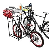 HOMOPIV Fahrradständer mit Stauraum, Fahrradhalter für 3 Fahrräder, Aufstellständer mit...