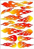 17 Aufkleber Flammen Fire Feuer Sticker Set für Auto, Fahrrad, Vespa, Scooter, Bobby Car