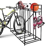 Sanheshun Fahrradständer, 4 Fahrradständer, Mit Ablagekorb und 4 Haken, für Garagenlagerung, für...