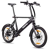 CHRISSON 20 Zoll E-Bike City Bike ERTOS 20 schwarz matt - Elektrofahrrad mit Bafang Hinterrad -...