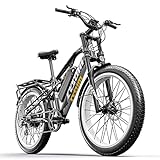 Cysum Elektrofahrrad für Herren CM-900 26'4.0 Fat Tire Snow E-Bike Mountainbike (Weiß-pro)