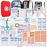 HONYAO Erste Hilfe Set, 200 Stück Medizinisch Überlebens Kompakt Kit Kasten mit Leicht Harte Box...